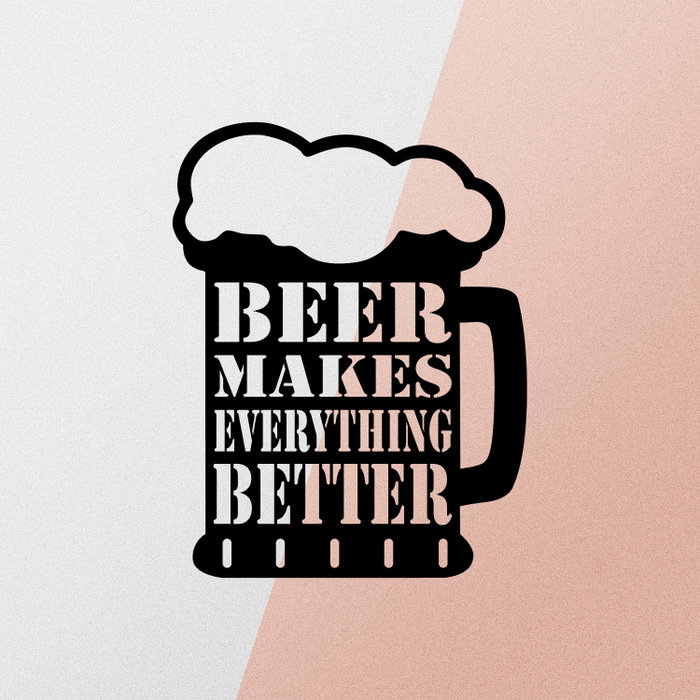 Wallity Beer Metal Decor - Accesorio de pared de metal negro